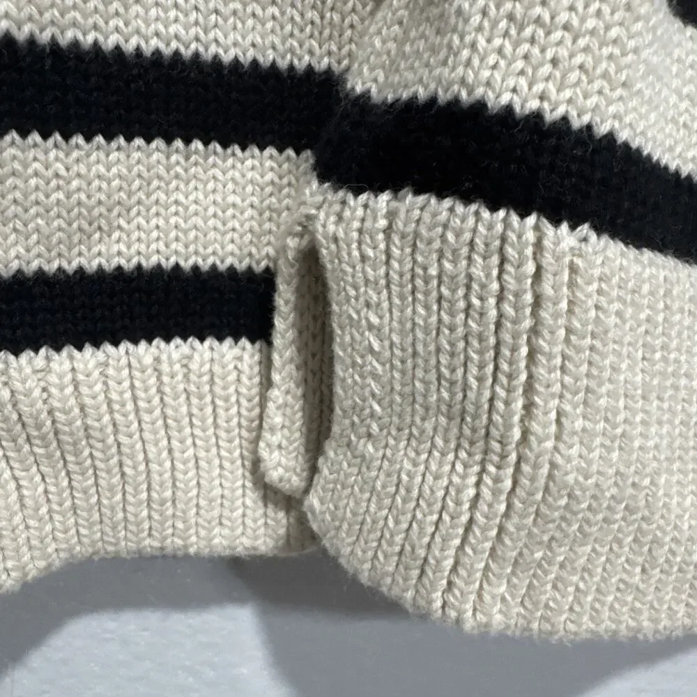 Baby Gap 18-24 Months Striped Mock Neck Knit Sweater Back Button Pullover Beige
